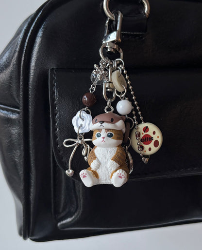 Cute Bread Cat Character Keychain