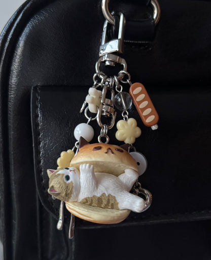 Cute Bread Cat Character Keychain