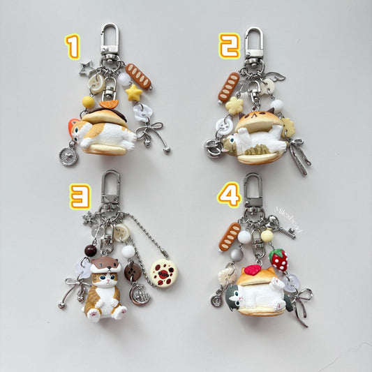 Cute Bread Cat Character Keychain